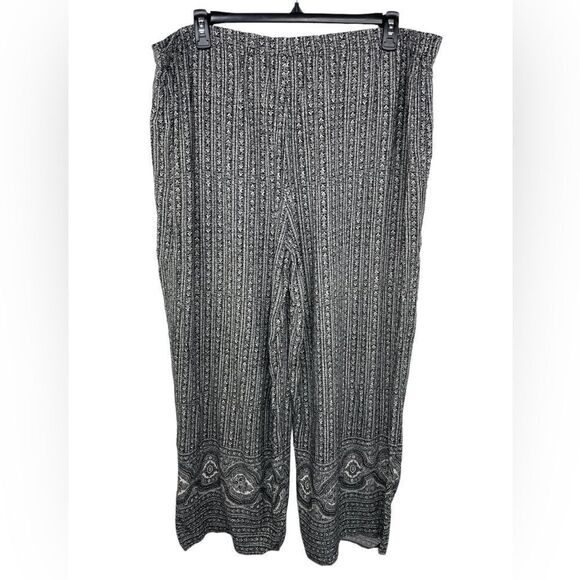 AVA & VIV Boho Pull Up wide leg pants 2X black & white - Picture 2 of 12